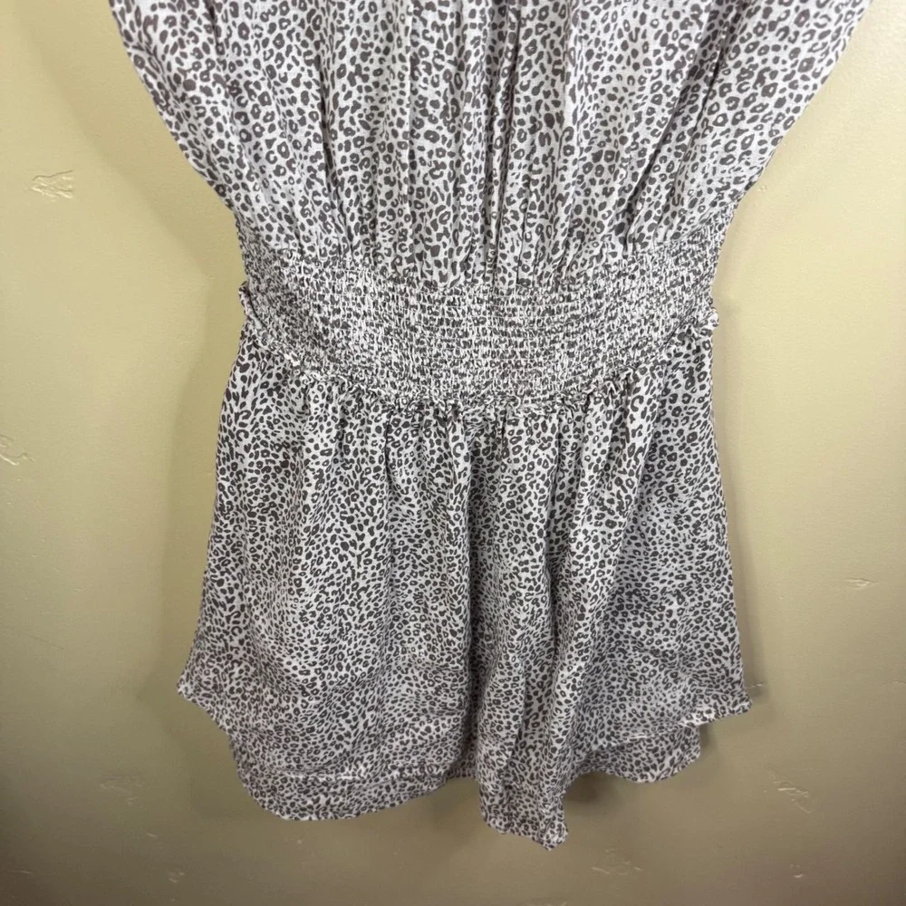Rails Angelina Sand Cheetah Print‎ Smocked Waist Mini Dress Womens M - Picture 8 of 11